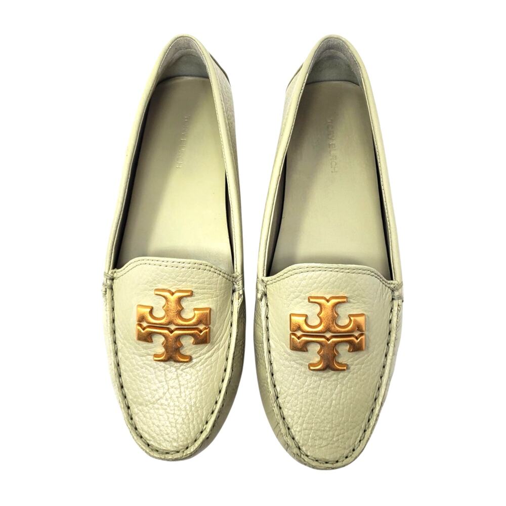 Tory Burch Everly Driver Tumbled Leather Slip On Loafer Sage Green 85159 Sz 6.5 - Picture 2 of 9